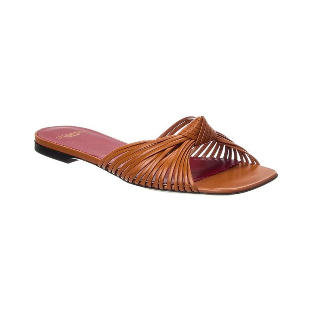 Valentino Rockstud Leather Sandal, Brown